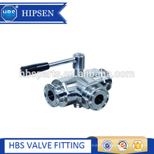 food grade sanitary stainless steel clamp three way ball valve